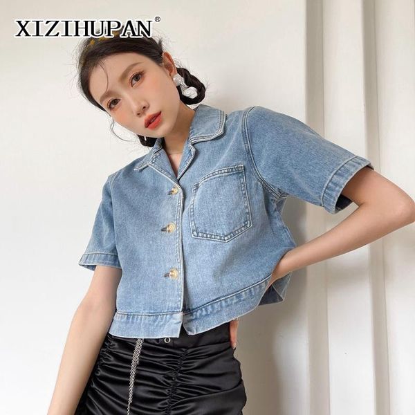 women's blouses & shirts xizihupan minimalist solid denim shirt for women lapel short sleeve patchwork pockets slim female summer fashi, White
women's blouses & shirts xizihupan minimalist solid denim shirt for women lapel short sleeve patchwork pockets slim female summer fashi, White