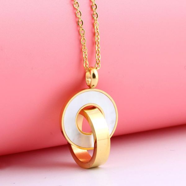 pendant necklaces ins fashion creative double ring inlaid shell necklace for women titanium steel gold jewelry wholesale, Silver
pendant necklaces ins fashion creative double ring inlaid shell necklace for women titanium steel gold jewelry wholesale, Silver