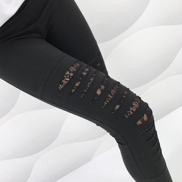 women's leggings normov women solid lace patchwork hole ankle length polyester jeggings casual high waist push up, Black 
women's leggings normov women solid lace patchwork hole ankle length polyester jeggings casual high waist push up, Black