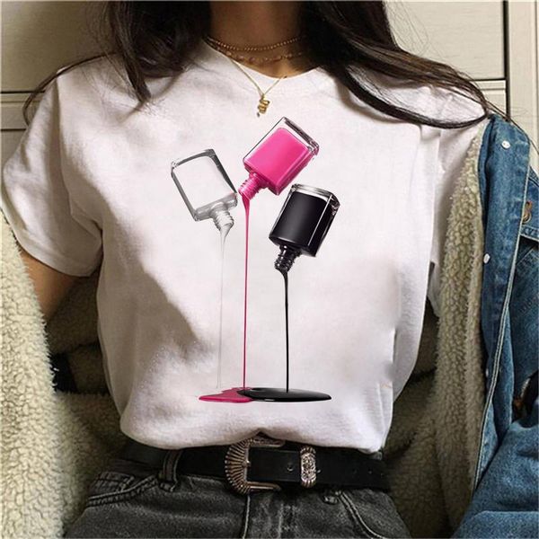 women's t-shirt 3d nail polish printed female tshirt cute harajuku graphic t shirt women o-neck aesthetics, White
women's t-shirt 3d nail polish printed female tshirt cute harajuku graphic t shirt women o-neck aesthetics, White