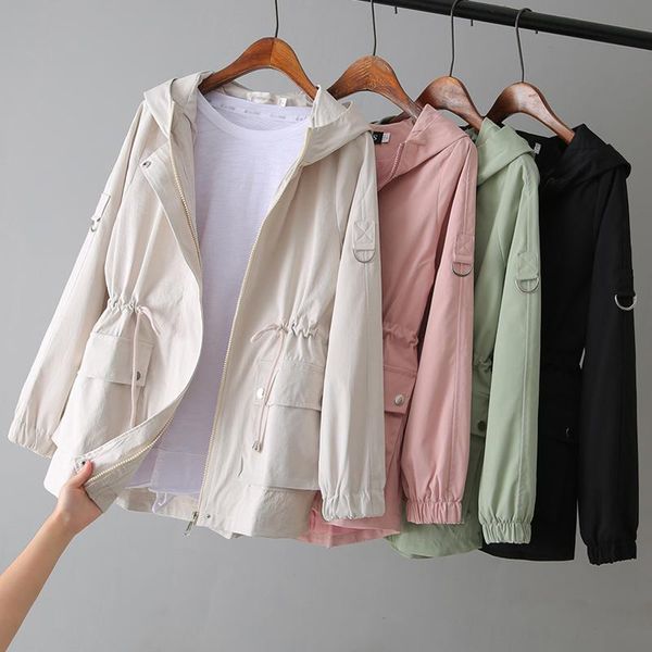 women's trench coats hooded windbreaker mid-length spring 2021 korean version of the large size adjustable waist slim coat clothing, Tan;black
women's trench coats hooded windbreaker mid-length spring 2021 korean version of the large size adjustable waist slim coat clothing, Tan;black