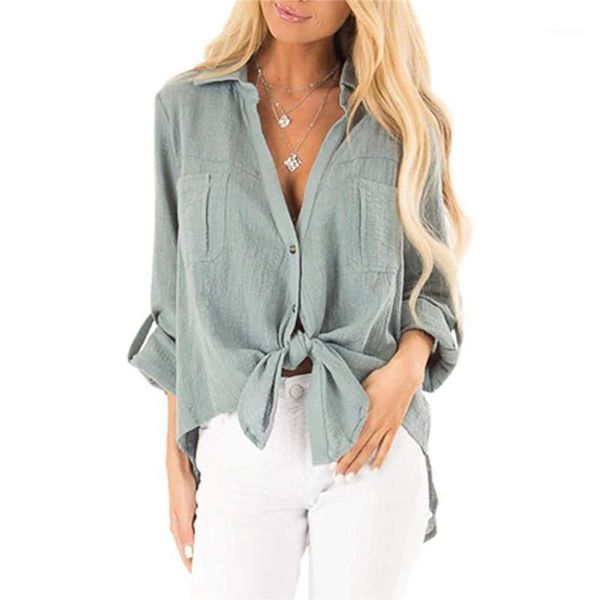 women's blouses & shirts 2021 est fashion women loose style solid color cotton and linen v- neck knot casual, White
women's blouses & shirts 2021 est fashion women loose style solid color cotton and linen v- neck knot casual, White