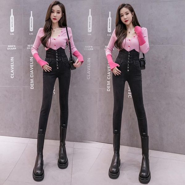 women's jeans black high waist all women in the spring and autumn 2021, belly feet pants tight pencil, Blue
women's jeans black high waist all women in the spring and autumn 2021, belly feet pants tight pencil, Blue