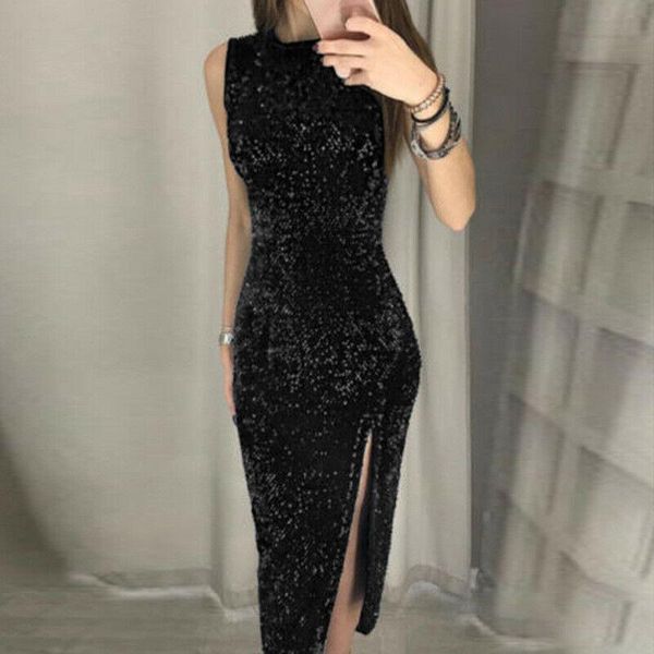 casual dresses vintage women crew neck sleeveless split midi party glitter sequins formal dress, Black;gray
casual dresses vintage women crew neck sleeveless split midi party glitter sequins formal dress, Black;gray