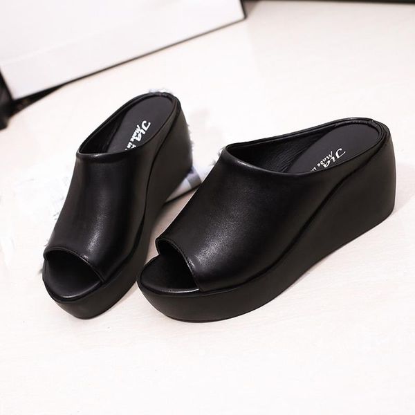 slippers women sandals 2021 pu leather casual female shoes wedges fish mouth for summer #pex, Black
slippers women sandals 2021 pu leather casual female shoes wedges fish mouth for summer #pex, Black