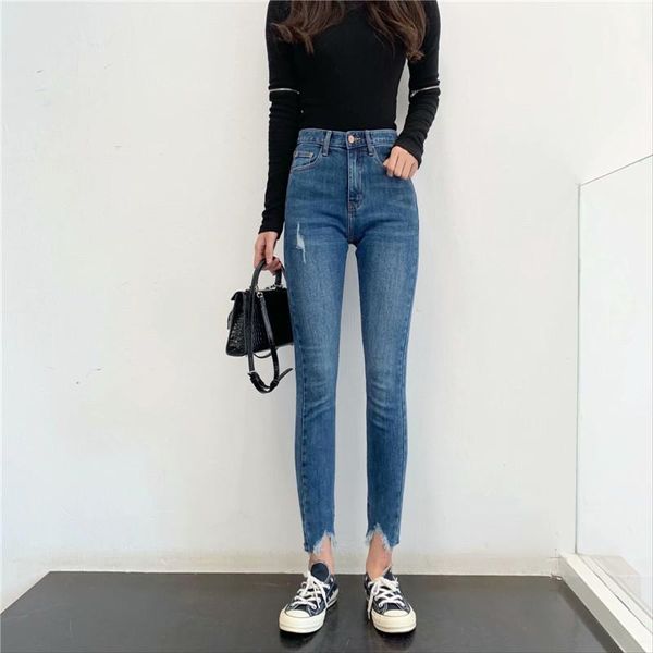 women's jeans autumn style street casual high-waisted stretch women, solid color pencil with thin edges, Blue
women's jeans autumn style street casual high-waisted stretch women, solid color pencil with thin edges, Blue