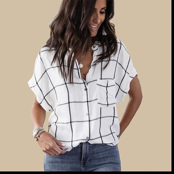 summer casual button women shirts short sleeve blusas mujer de moda clothes grid white female femmes
summer casual button women shirts short sleeve blusas mujer de moda clothes grid white female femmes