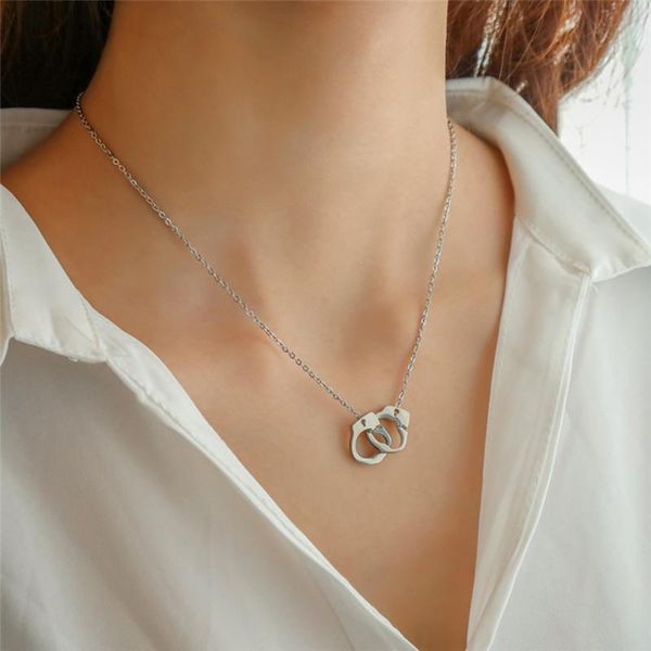 pendant necklaces fashion stainless steel handcuff infinity interlocking circle collar statement necklace lovers for valentine day gift, Silver
pendant necklaces fashion stainless steel handcuff infinity interlocking circle collar statement necklace lovers for valentine day gift, Silver