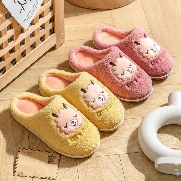 slippers women men winter warm cartoon alpaca furry thick soled cotton shoes home indoor couple boys girls non-slip fur slides, Black
slippers women men winter warm cartoon alpaca furry thick soled cotton shoes home indoor couple boys girls non-slip fur slides, Black