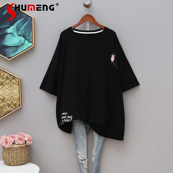 women's t-shirt 2021 summer plus size short sleeve ladies mid-length cartoon printing red loose women round neck simple pullover tee, White
women's t-shirt 2021 summer plus size short sleeve ladies mid-length cartoon printing red loose women round neck simple pullover tee, White