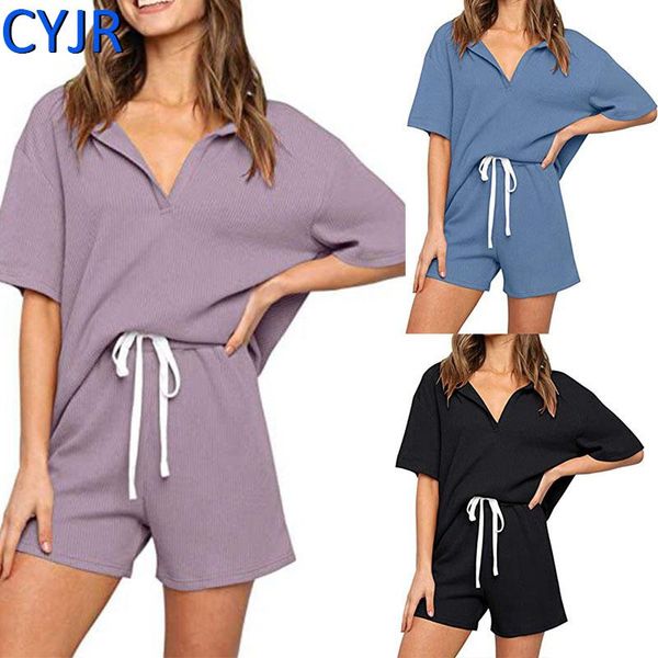 women's t-shirt women summer pajamas set shorts short-sleeved v-neck 2-piece sleepwear nightgown casual solid color homewear suit track, White
women's t-shirt women summer pajamas set shorts short-sleeved v-neck 2-piece sleepwear nightgown casual solid color homewear suit track, White