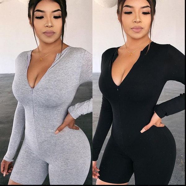 womens jumpsuits women long sleeve deep v neck playsuit rompers jumpsuit front zipper bodycon slim causal soft homewear shorts, Black;white
womens jumpsuits women long sleeve deep v neck playsuit rompers jumpsuit front zipper bodycon slim causal soft homewear shorts, Black;white