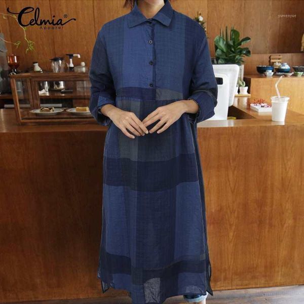 casual dresses 2021 celmia vintage plaid dress women long sleeve fashion shirt midi loose checked party vestidos plus size robe, Black;gray
casual dresses 2021 celmia vintage plaid dress women long sleeve fashion shirt midi loose checked party vestidos plus size robe, Black;gray