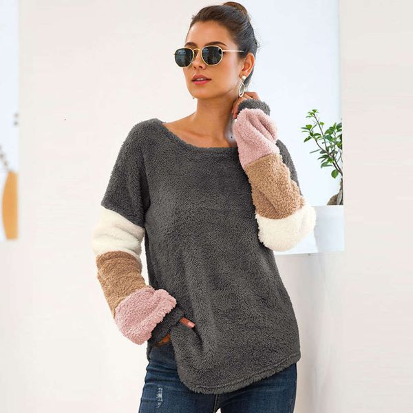 casual dresses women's sweater stitching loose and thickened double side plush top, Black;gray
casual dresses women's sweater stitching loose and thickened double side plush top, Black;gray