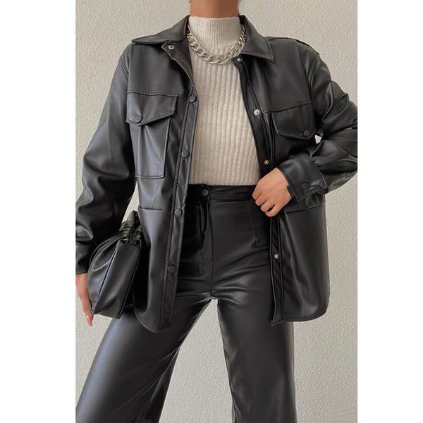 women's leather & faux xmax fashion turn down collar black pu jackets women elegant pockets coats high imitation ladies
women's leather & faux xmax fashion turn down collar black pu jackets women elegant pockets coats high imitation ladies