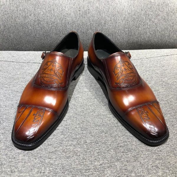 pure designer goodyear hand engraving process shoes men's monk straps made dress business wedding loafers, Black
pure designer goodyear hand engraving process shoes men's monk straps made dress business wedding loafers, Black