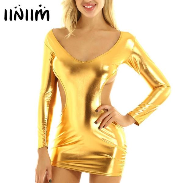iiniim womens cocktail parties dress clubwear shiny metallic holographic wet look bodycon backless latex mini casual dresses, Black;gray
iiniim womens cocktail parties dress clubwear shiny metallic holographic wet look bodycon backless latex mini casual dresses, Black;gray
