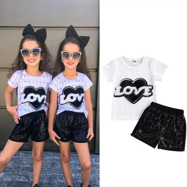 2 7y fashion summer kids girls clothes sets love letter sequined short sleeve pullover t shirts shorts, White
2 7y fashion summer kids girls clothes sets love letter sequined short sleeve pullover t shirts shorts, White