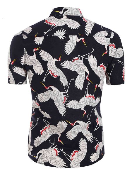 men's casual shirts summer fashion mens slim fit short sleeve crane shirt clothing trend plus size hawaii drop, White;black
men's casual shirts summer fashion mens slim fit short sleeve crane shirt clothing trend plus size hawaii drop, White;black