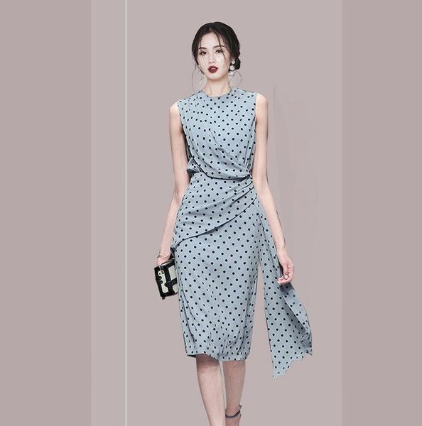 casual dresses summer fashioned sleeveless polka dot print o-neck wrapped hips irregular dress women korean streetwear, Black;gray
casual dresses summer fashioned sleeveless polka dot print o-neck wrapped hips irregular dress women korean streetwear, Black;gray