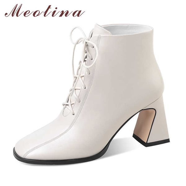meotina women short boots shoes genuine leather high heel ankle boots lace up strange style heels ladies boots beige size 34-41 210608, Black
meotina women short boots shoes genuine leather high heel ankle boots lace up strange style heels ladies boots beige size 34-41 210608, Black
