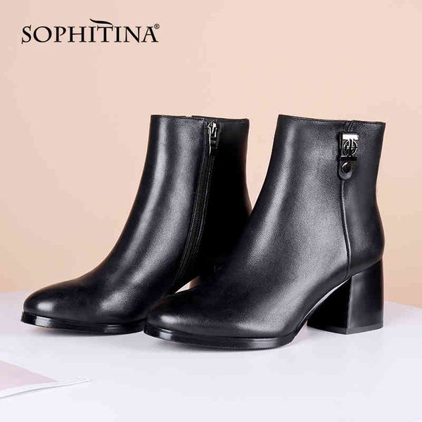 sophitina women boots fashion genuine leather ladies ankle boots zipper matal decoration square heel shoes c882 210513, Black
sophitina women boots fashion genuine leather ladies ankle boots zipper matal decoration square heel shoes c882 210513, Black