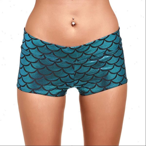 women womens shorts girls polyester shiny mermaid fish scale print stretchy bodycon mini for workout party clothing, White;black
women womens shorts girls polyester shiny mermaid fish scale print stretchy bodycon mini for workout party clothing, White;black