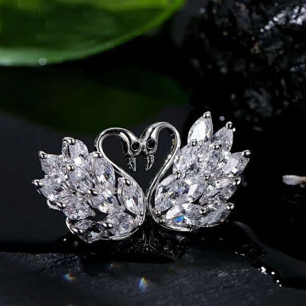 korean style suit dress double swan brooch copper inlaid zirconium plated gold color pin hat accessories, Gray
korean style suit dress double swan brooch copper inlaid zirconium plated gold color pin hat accessories, Gray