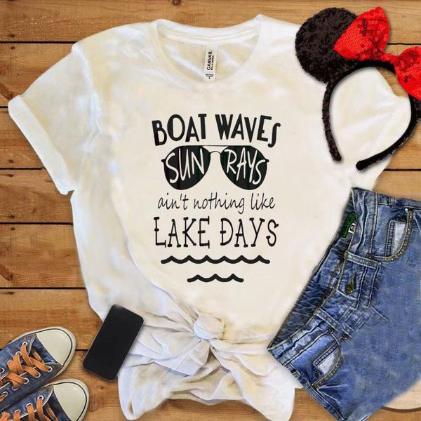 women's t-shirt boat waves sun rays women shirt lake days female casual o-neck tee aesthetic clothes gothic woman, White
women's t-shirt boat waves sun rays women shirt lake days female casual o-neck tee aesthetic clothes gothic woman, White