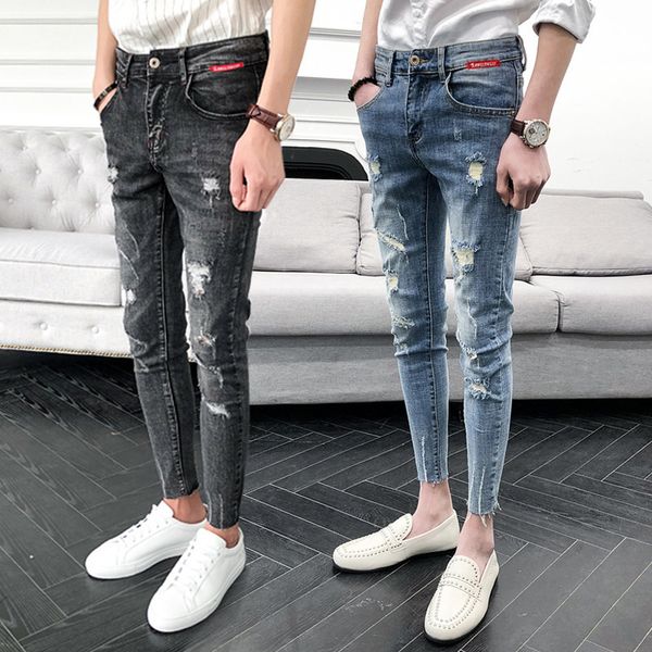 men's jeans wholesale fashion teenager ripped jeans men's stretch slim fit feet social people spirit guy trend korean casual 233m, Blue
men's jeans wholesale fashion teenager ripped jeans men's stretch slim fit feet social people spirit guy trend korean casual 233m, Blue