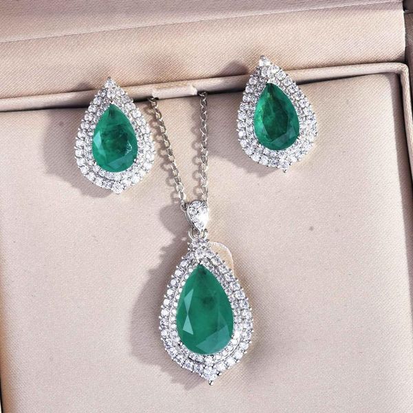 earrings & necklace vintage water drop stud green cubic zircon luxury pendant for women wedding engagement bridal jewelry gift, Silver
earrings & necklace vintage water drop stud green cubic zircon luxury pendant for women wedding engagement bridal jewelry gift, Silver