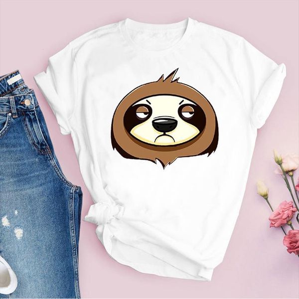 print sloth face animal cartoon womens t shirt casual short sleeve clothing tees female, White
print sloth face animal cartoon womens t shirt casual short sleeve clothing tees female, White
