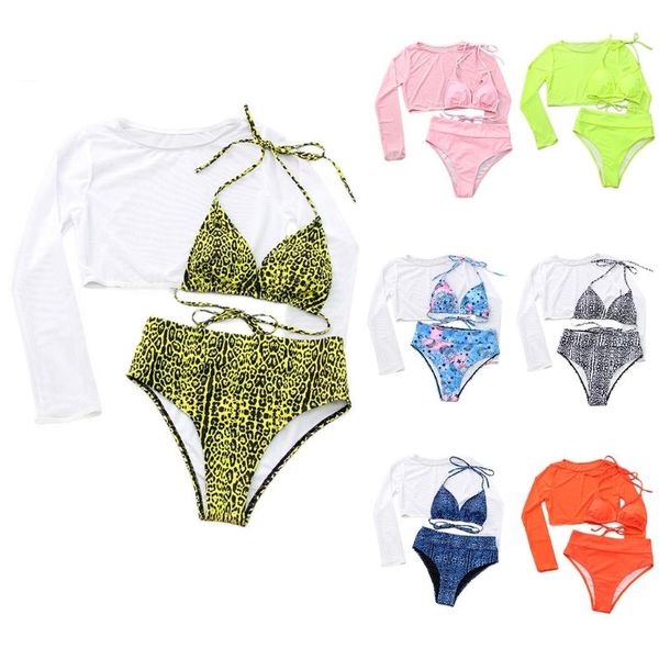 women 3 pcs bikini swimsuit set halter bra high waist thong with mesh long sleeve crop solid color bathing suit two-piece suits
women 3 pcs bikini swimsuit set halter bra high waist thong with mesh long sleeve crop solid color bathing suit two-piece suits