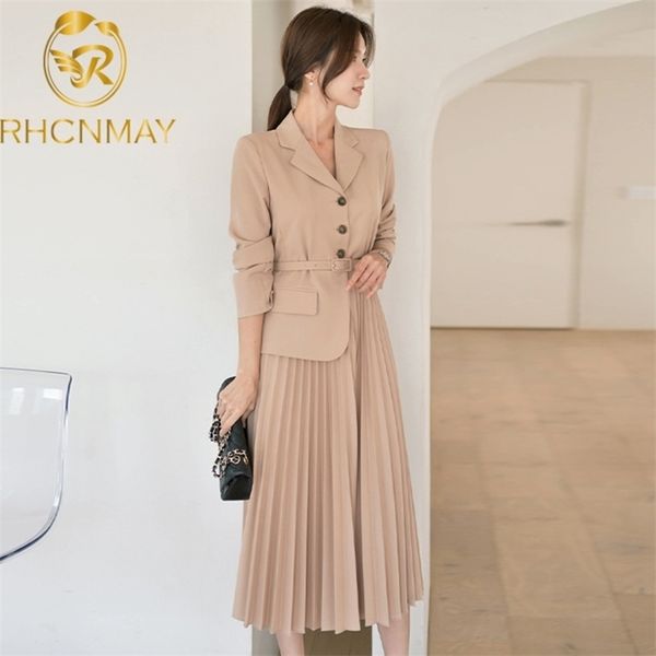 spring korean style office lady notched collar long sleeve slim dress women fashion pleated mid-calf suit 210520, Black;gray
spring korean style office lady notched collar long sleeve slim dress women fashion pleated mid-calf suit 210520, Black;gray