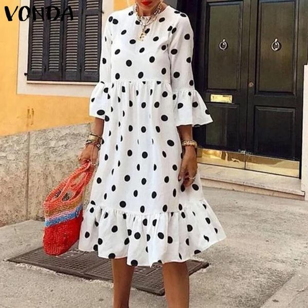bohemian midi dress womens 3/4 sleeve ruffle dress vintage polka dot dress 2021 vonda summer holiday sundress femininas, Black;gray
bohemian midi dress womens 3/4 sleeve ruffle dress vintage polka dot dress 2021 vonda summer holiday sundress femininas, Black;gray