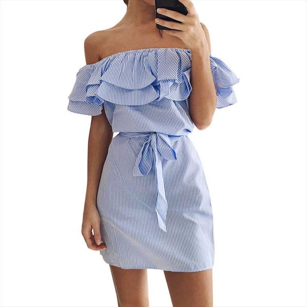 summer plus size holiday women dress off shoulder bardot mini with belt sundress, Black;gray
summer plus size holiday women dress off shoulder bardot mini with belt sundress, Black;gray