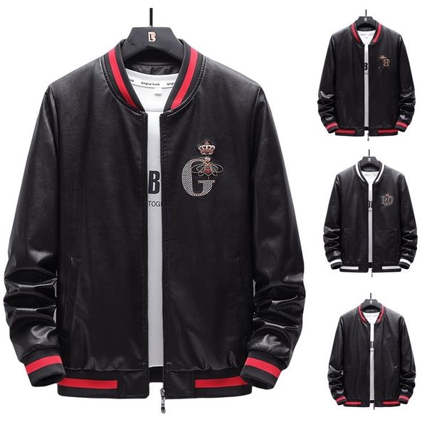 2021 autumn new leather embroidered casual jacket men's korean fashion personalized slim fit baseball jacket, Black;brown
2021 autumn new leather embroidered casual jacket men's korean fashion personalized slim fit baseball jacket, Black;brown