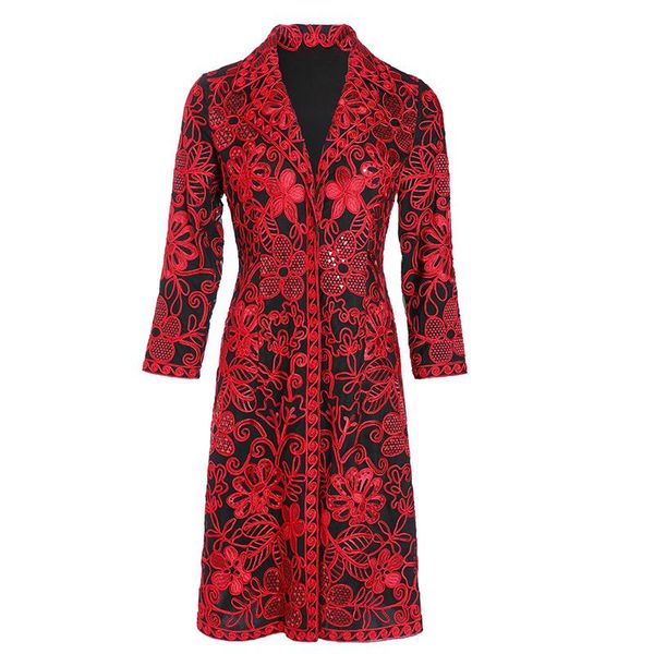 women's jackets 4xl 3xl 2xl long coats outerwear 2021 autumn winter women allover appliques embroidery covered button red blue overcoat, Black;brown
women's jackets 4xl 3xl 2xl long coats outerwear 2021 autumn winter women allover appliques embroidery covered button red blue overcoat, Black;brown