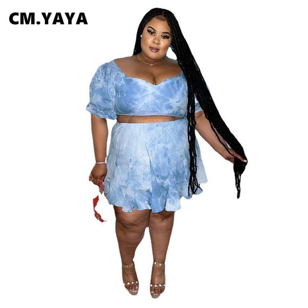 plus size tracksuits cm.yaya women skirt set print v-neck short sleeve crop elastic loose above knee skirts 2 piece summer outfit, Black
plus size tracksuits cm.yaya women skirt set print v-neck short sleeve crop elastic loose above knee skirts 2 piece summer outfit, Black