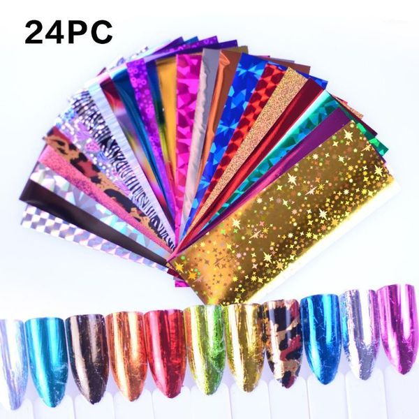 24pcs/set holographic nail foil set transparent ab color art transfer sticker manicure diy holo decoration1, Black
24pcs/set holographic nail foil set transparent ab color art transfer sticker manicure diy holo decoration1, Black