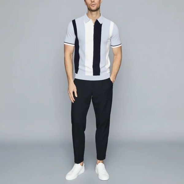 dexterity pattern men's zipper polo shirt comfortable breathable fashionable cool daily travel work party, White;black
dexterity pattern men's zipper polo shirt comfortable breathable fashionable cool daily travel work party, White;black