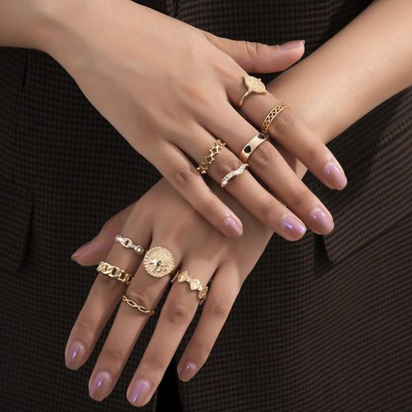 cluster rings diezi elegant simple 10pcs/set finger ring bohemian 2021 black heart knuckle joint set for women boho jewelry, Golden;silver
cluster rings diezi elegant simple 10pcs/set finger ring bohemian 2021 black heart knuckle joint set for women boho jewelry, Golden;silver