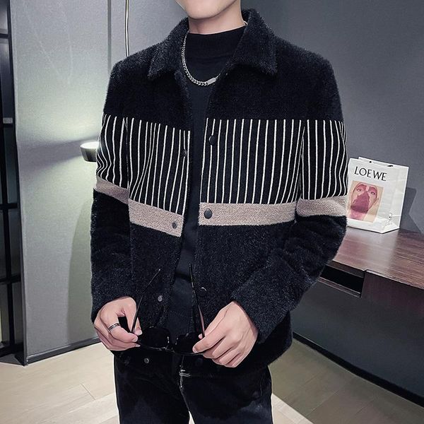 men's wool & blends 2021 men stripe jacket fall/winter korean fashion casual slim thicken warm woolen clothing, Black
men's wool & blends 2021 men stripe jacket fall/winter korean fashion casual slim thicken warm woolen clothing, Black