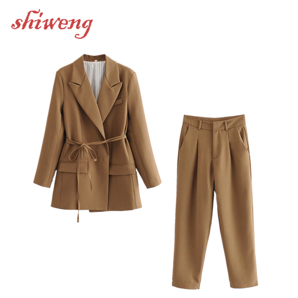 women's two piece pants female sashes waist wide loose mid-length vintage suit jacket + high harem trousers casual women spring autumn, White
women's two piece pants female sashes waist wide loose mid-length vintage suit jacket + high harem trousers casual women spring autumn, White