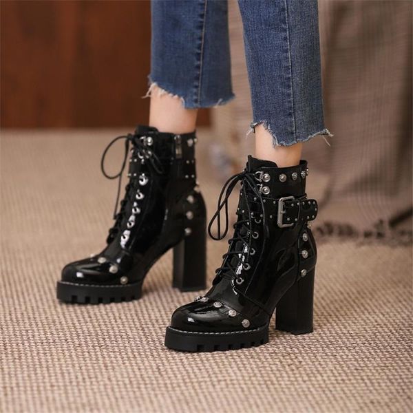boots pxelena punk gothic rivet buckle women motorcycle ankle genuine leather block high heels fall spring shoes lady party club, Black
boots pxelena punk gothic rivet buckle women motorcycle ankle genuine leather block high heels fall spring shoes lady party club, Black
