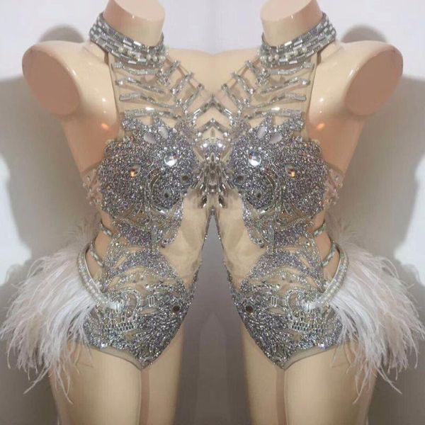feather shining crystals female costumes bodysuit silvery rhinestones bar dj singer dancing performance nightclub party women's jumpsui, Black;white
feather shining crystals female costumes bodysuit silvery rhinestones bar dj singer dancing performance nightclub party women's jumpsui, Black;white