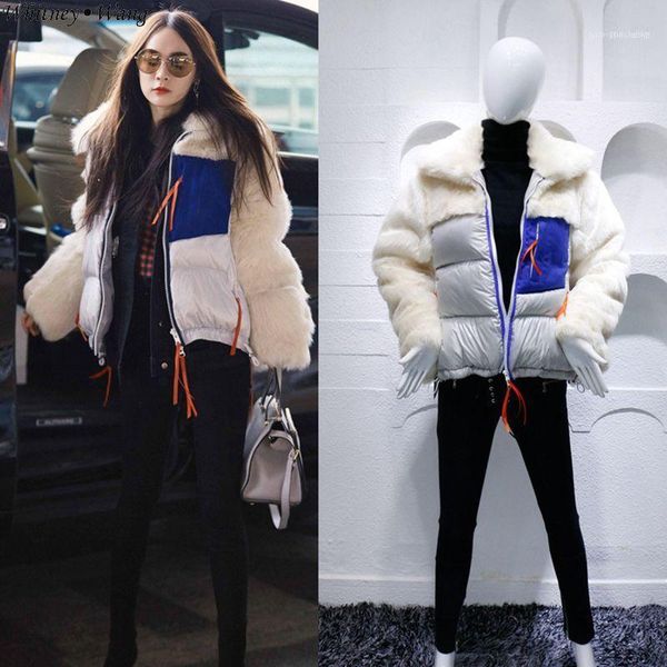 women's down & parkas whitney wang 2021 autumn winter fashion streetwear faux fur patchwork thick women coat outertwear overcoat1, Black
women's down & parkas whitney wang 2021 autumn winter fashion streetwear faux fur patchwork thick women coat outertwear overcoat1, Black