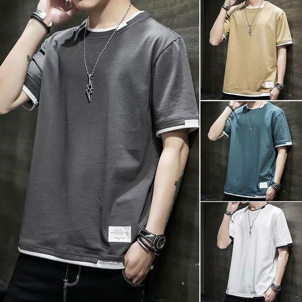 men's t-shirts solid o-neck t-shirt fake two-piece short-sleeved 2021summer korean patchwork high street loose casual couples shirt tre, White;black
men's t-shirts solid o-neck t-shirt fake two-piece short-sleeved 2021summer korean patchwork high street loose casual couples shirt tre, White;black