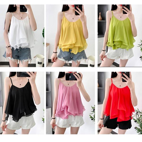 women's blouses & shirts summer spaghetti strap women indie korean cute white pink cami tank v neck ruffle irregular chiffon crop top
women's blouses & shirts summer spaghetti strap women indie korean cute white pink cami tank v neck ruffle irregular chiffon crop top