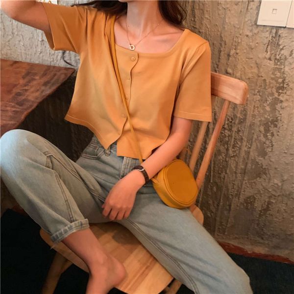 women's t-shirt classic girlish sleeve summer korean ins fashionable elegant square collar short cardigan xsci, White
women's t-shirt classic girlish sleeve summer korean ins fashionable elegant square collar short cardigan xsci, White